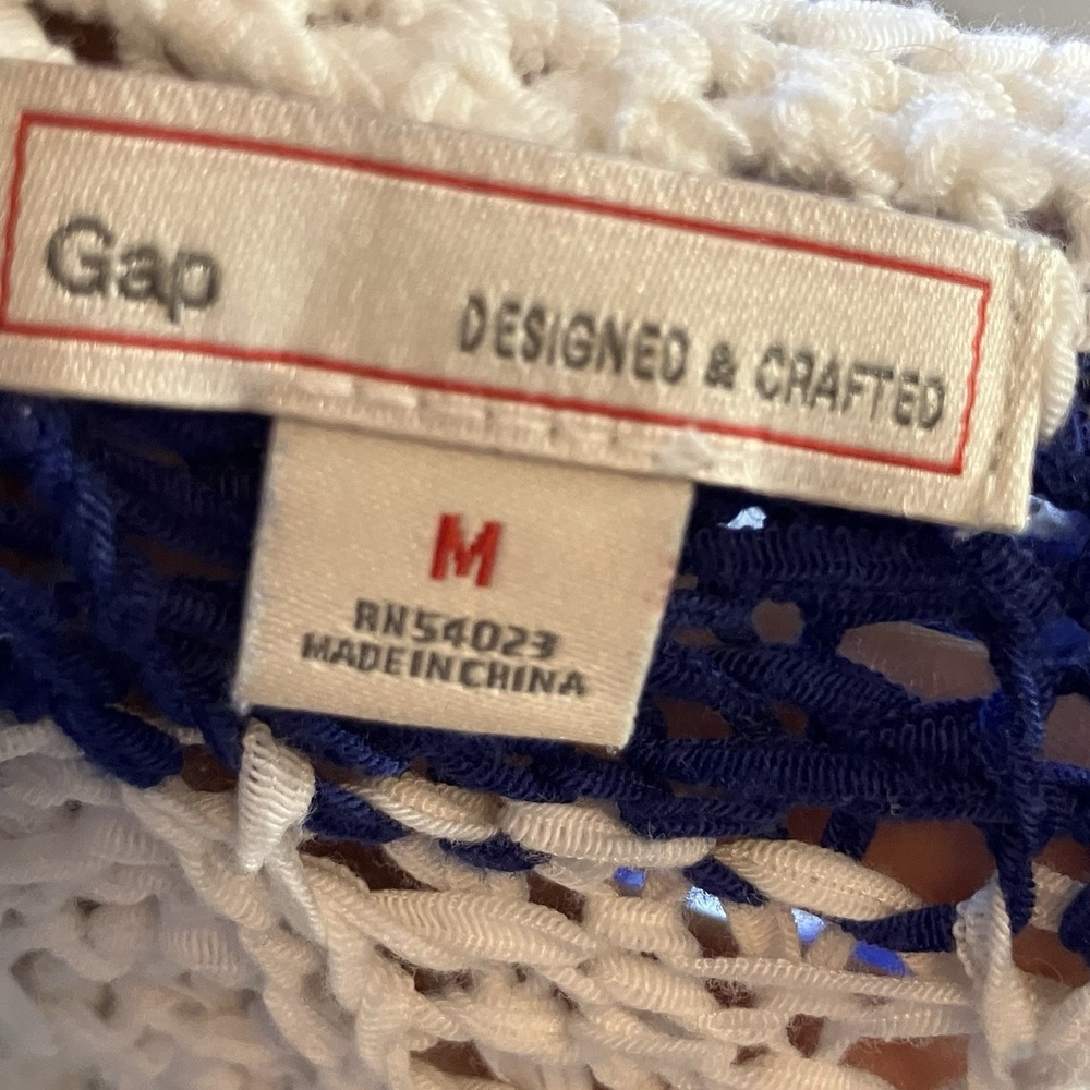 Gap Sweater Knit Top Womens Size M Blue White Stripe Beach Coastal Nautical - Picture 4 of 8